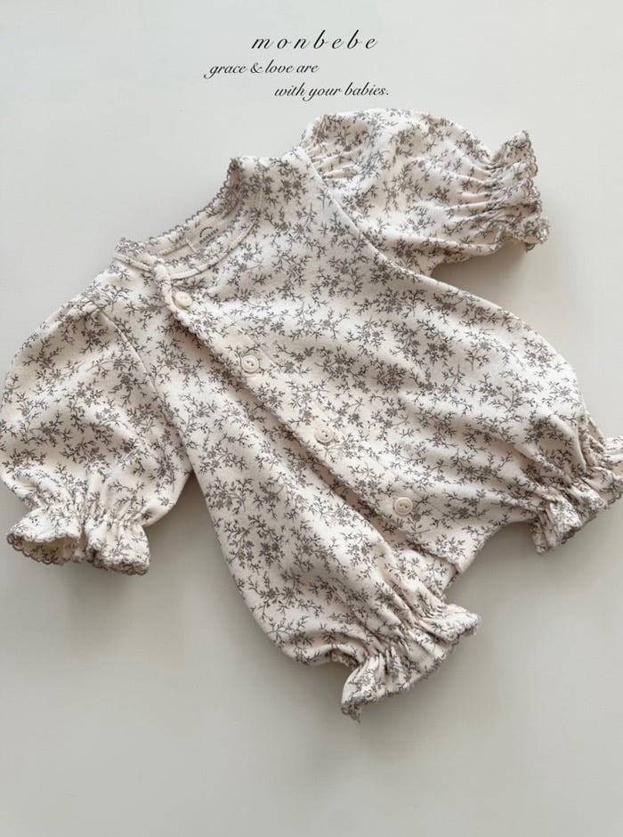 鑲邊花草/葉子新生兒服(2color)