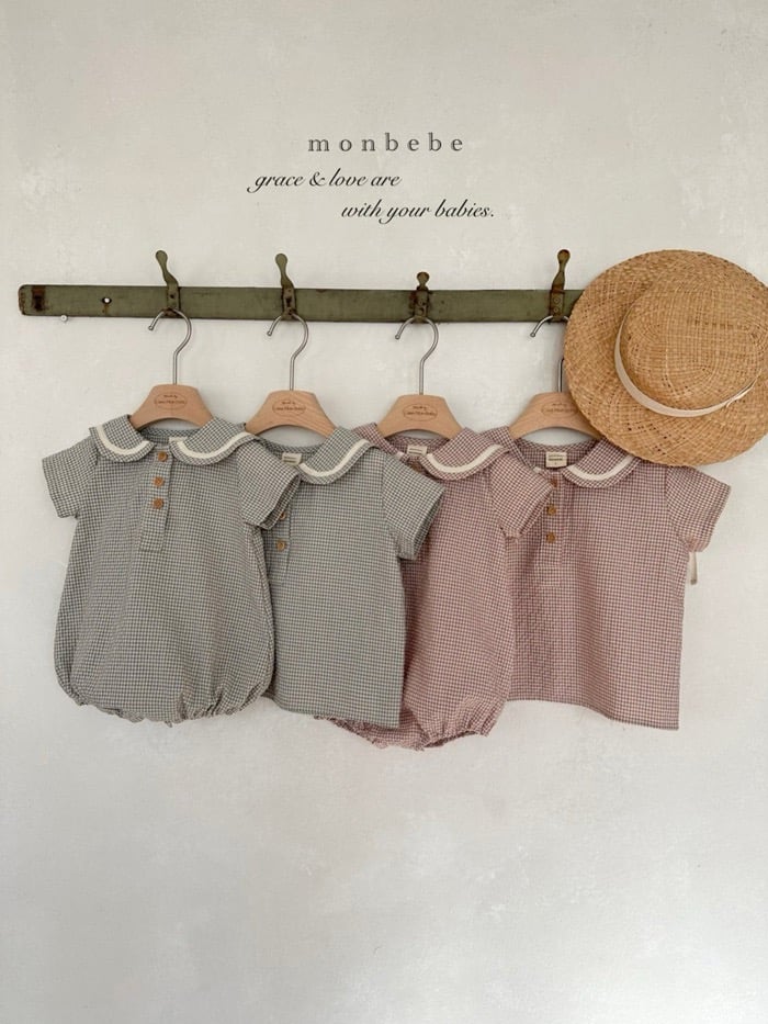 學院領格紋包屁衣/上衣