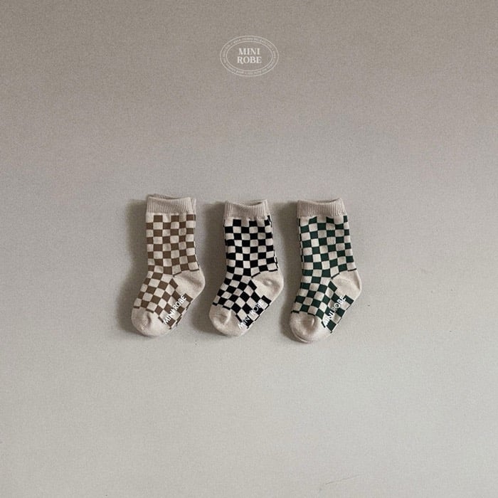 棋盤格紋寶寶襪(3入/組)