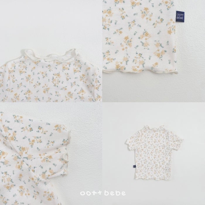 木耳捲邊花花上衣