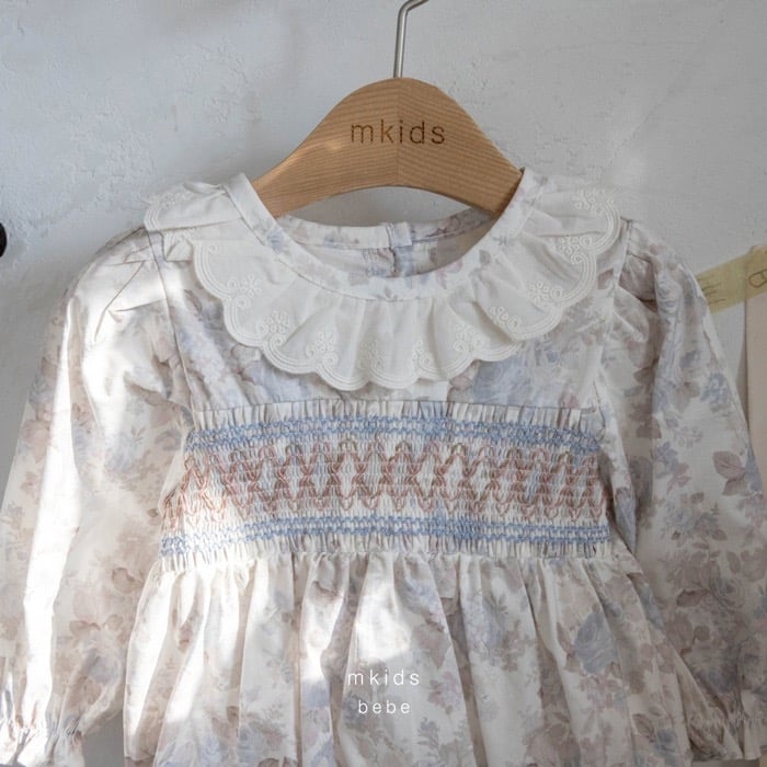 抓皺菱紋彩墨包屁衣