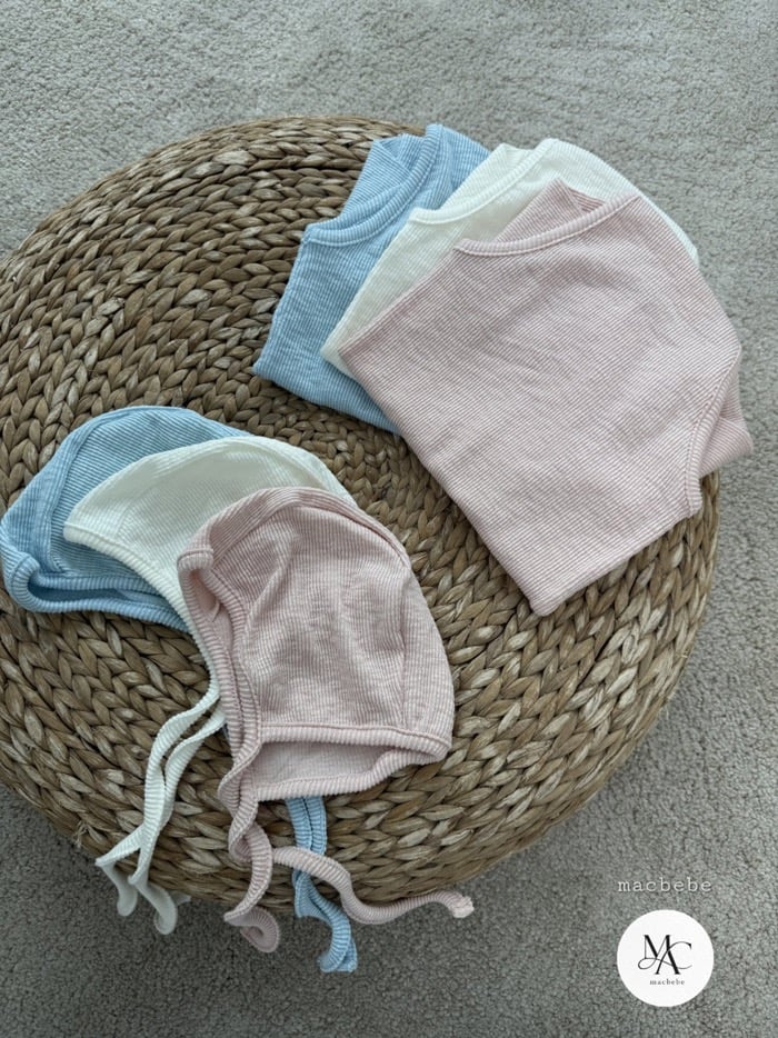 純色包屁衣+綁帶帽set