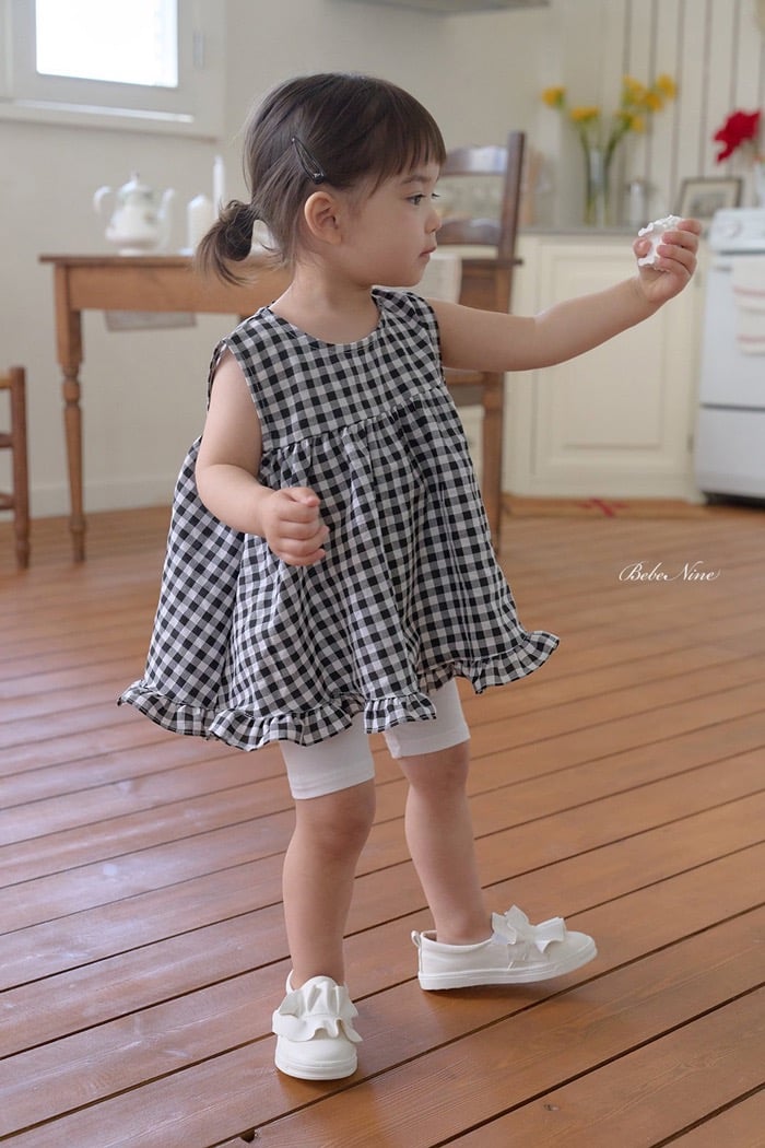 格紋傘擺捲邊上衣(3color)