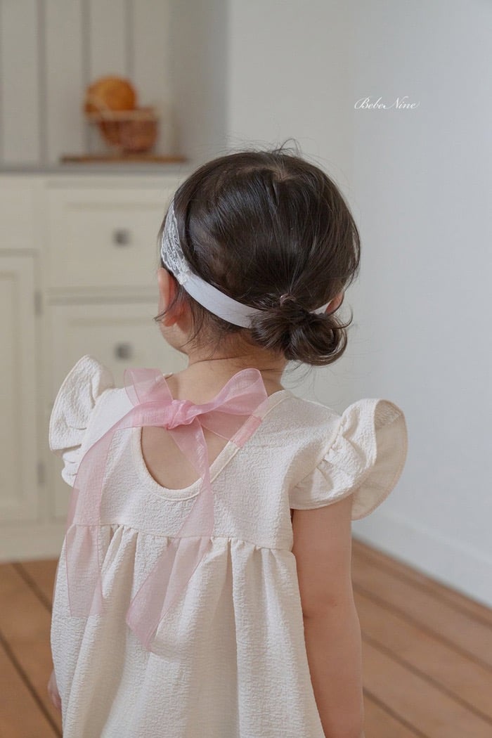 緞紗ribbon捲邊飛袖連身衣(2color)