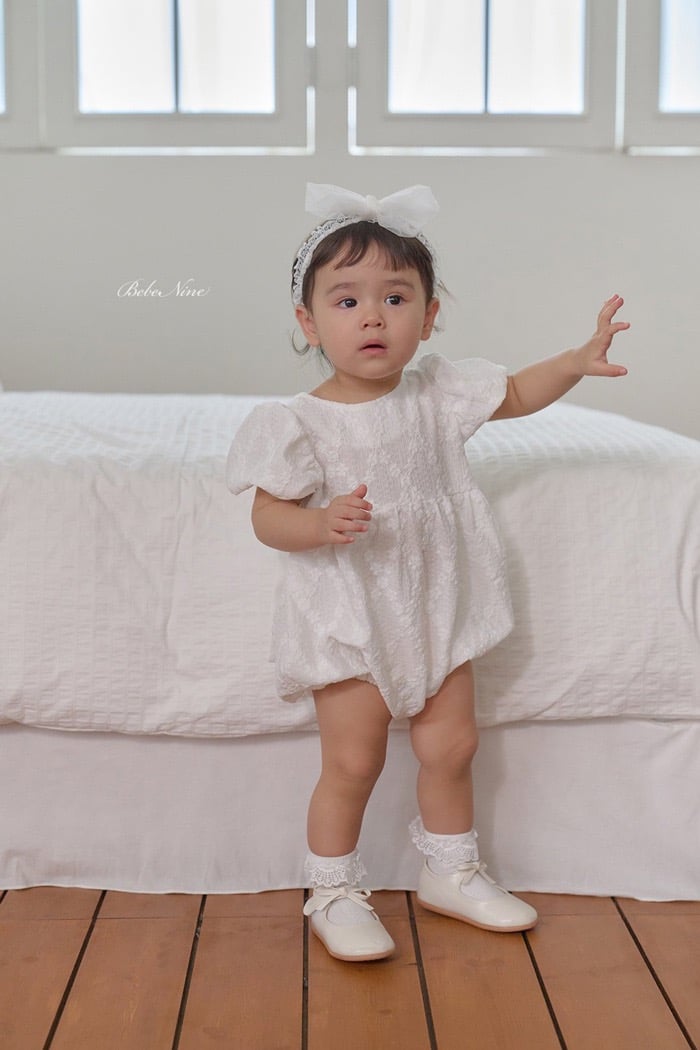 ribbon壓紋澎袖包屁衣(2color)