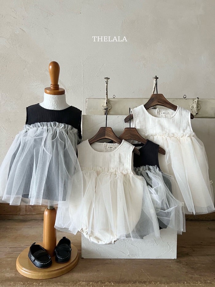 拼接紗裙背心包屁裙/洋裝