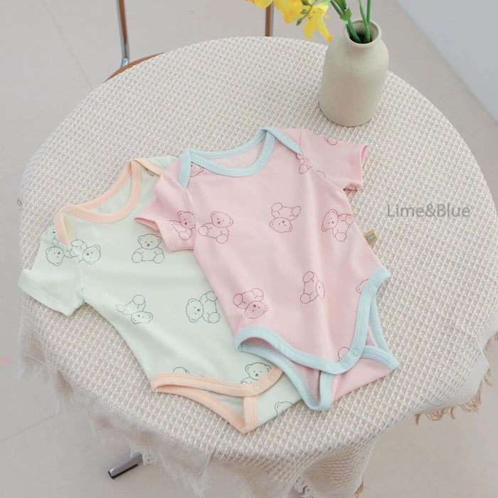 撞色滾邊熊熊包屁衣(6color)