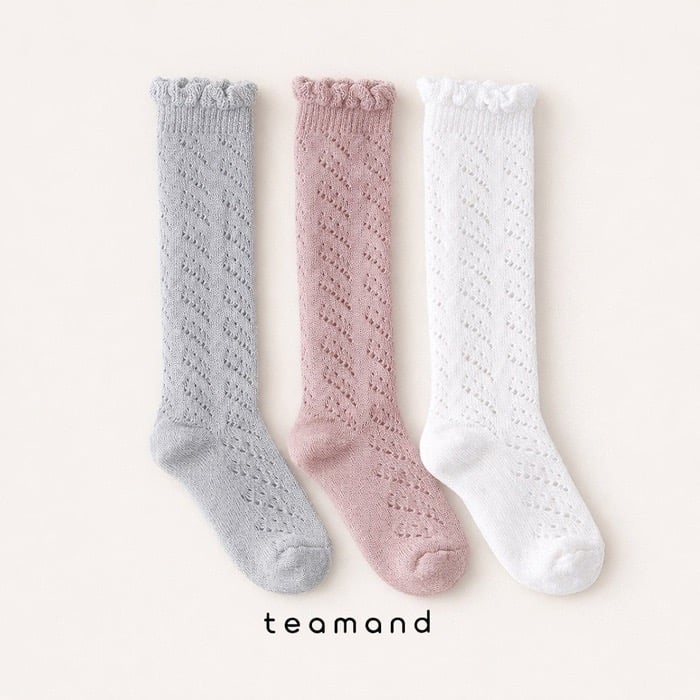 捲邊紋理長襪(3入/組)