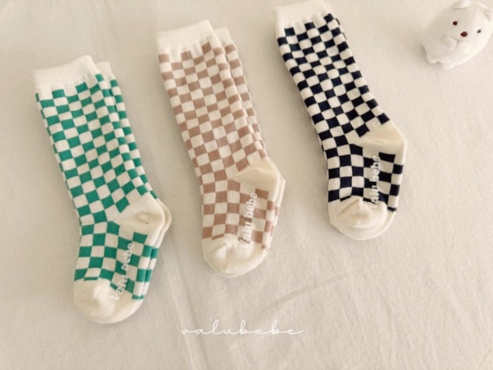棋盤格紋寶寶襪set