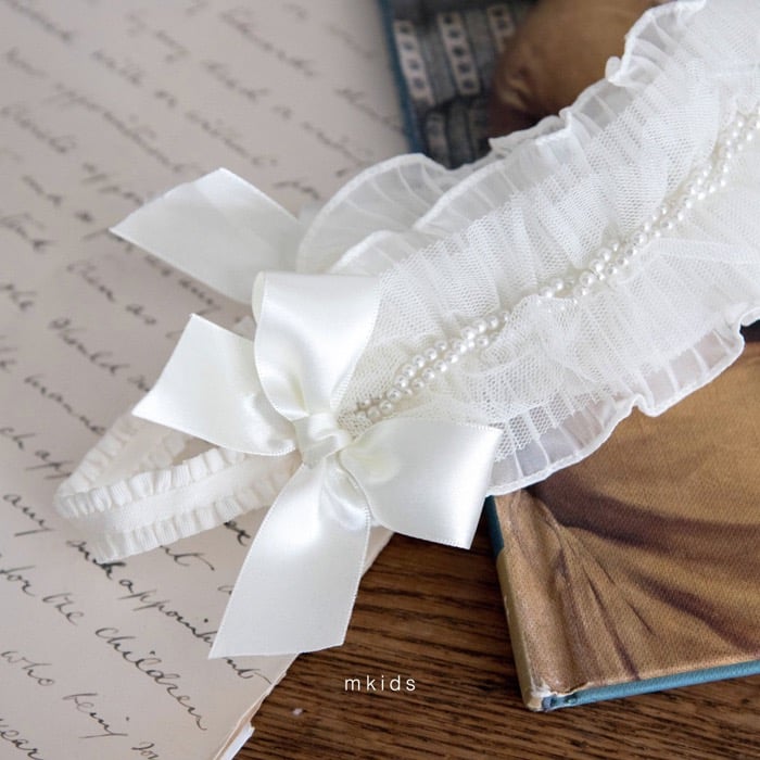 ribbon珍珠/ 花花髮帶