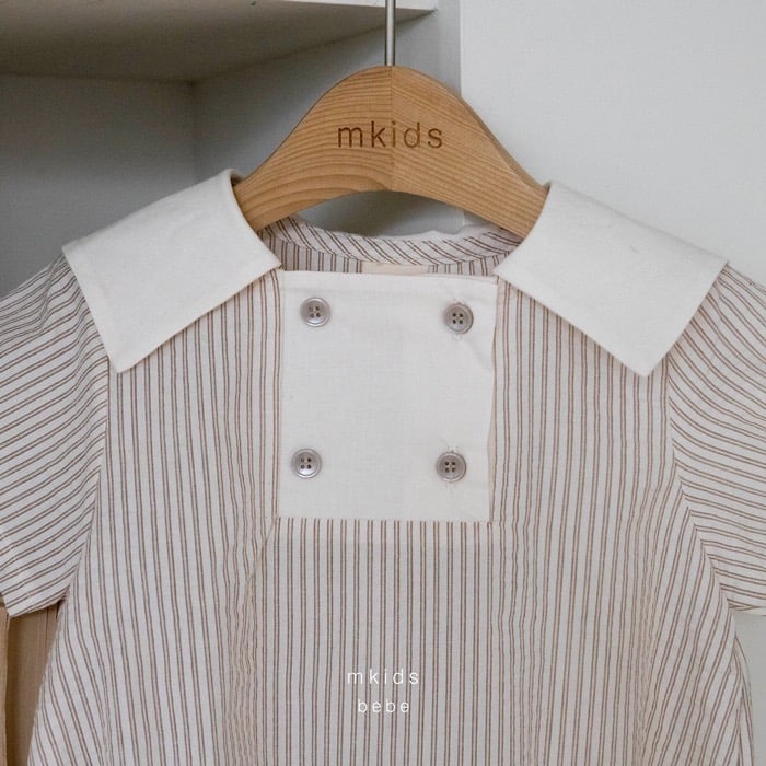 學院風鈕扣條紋包屁衣