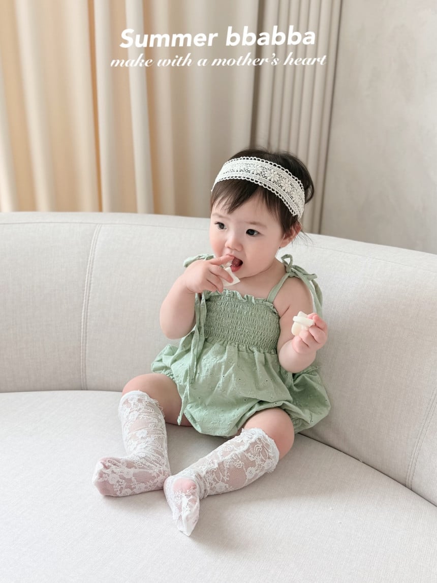 綁帶抓皺荷葉邊親子裝