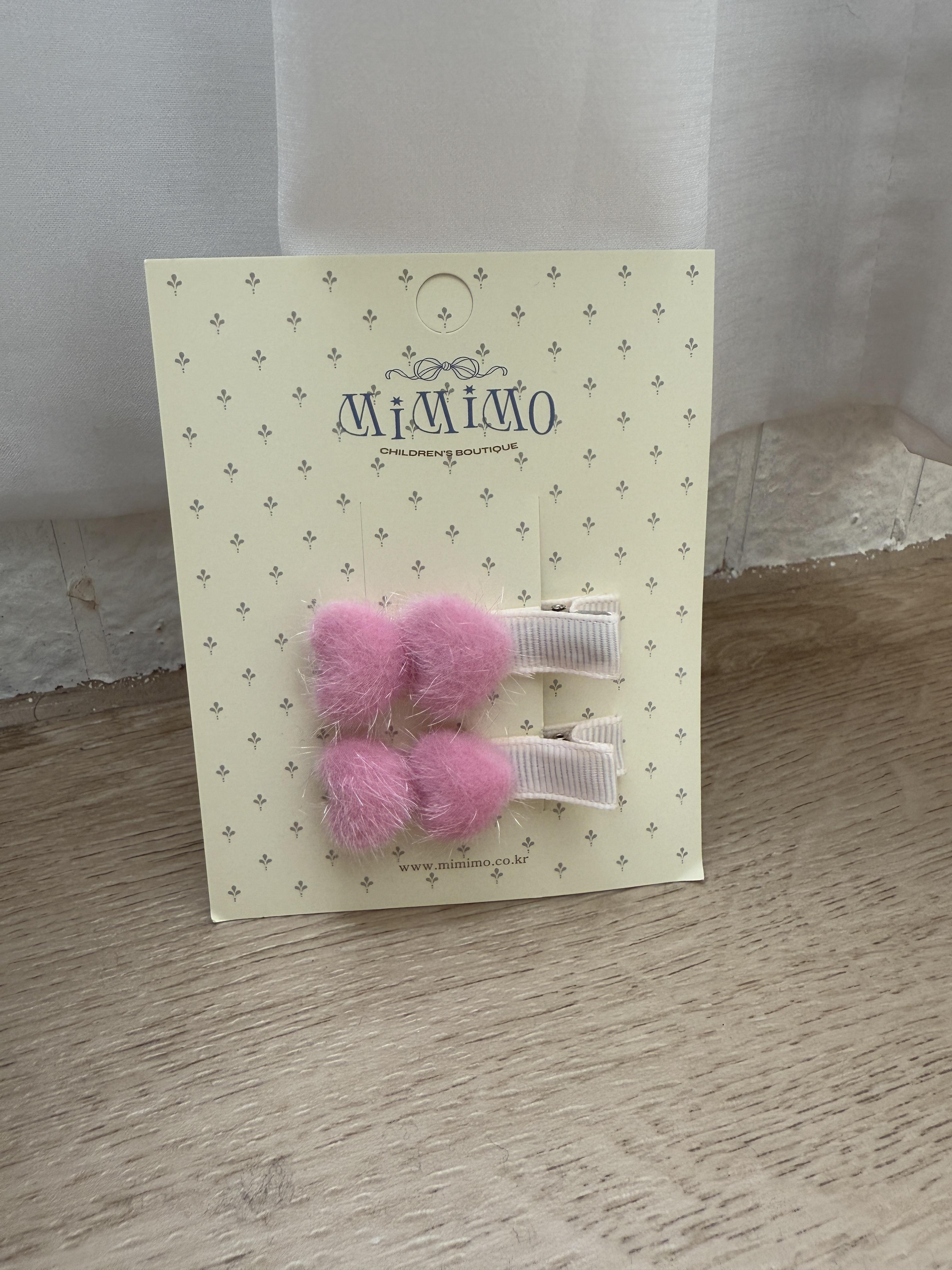 粉愛心髮夾2入組