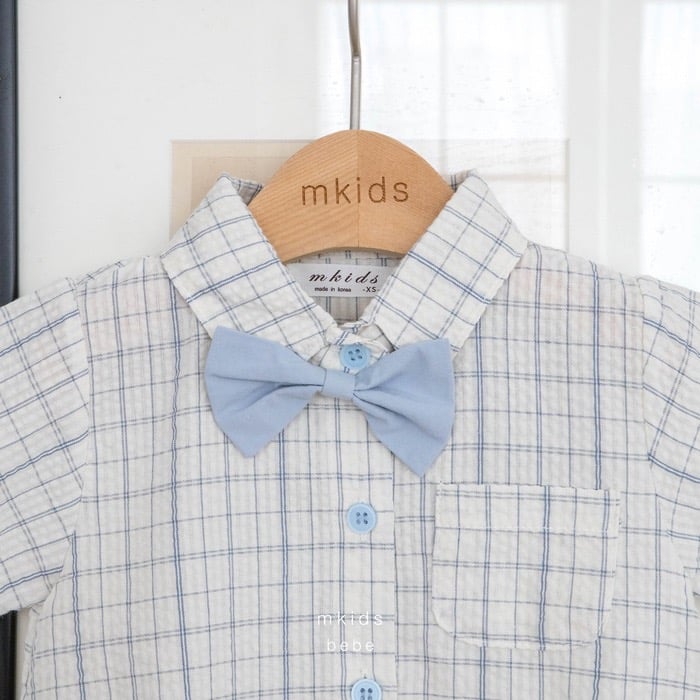 帥帥領結格紋包屁衣