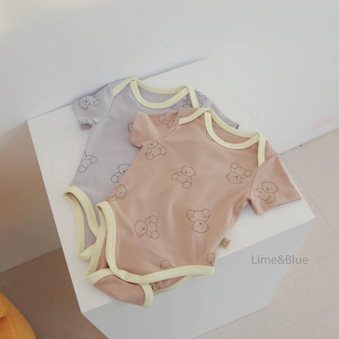 撞色滾邊熊熊包屁衣(6color)