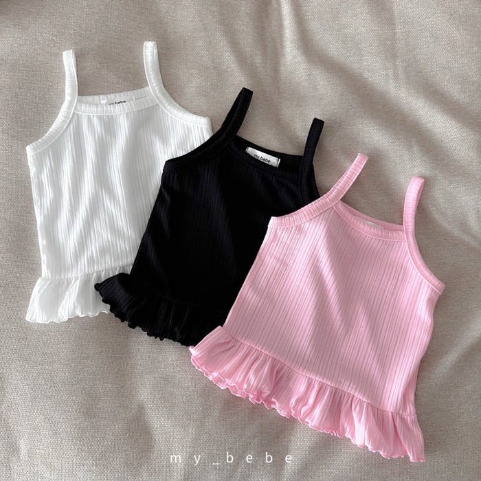 細肩壓紋裙擺上衣