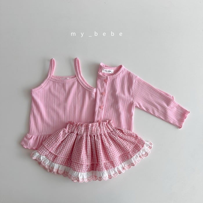 細肩壓紋裙擺上衣