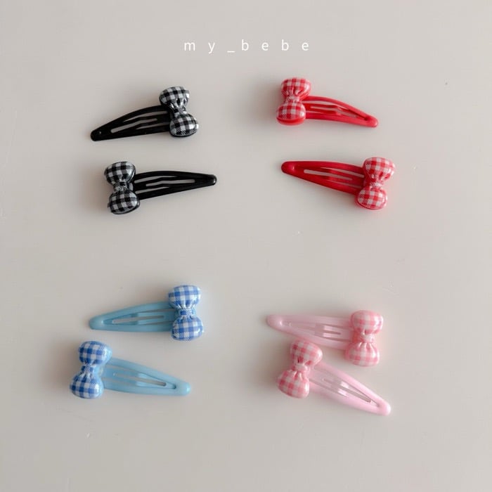 ribbon格紋髮夾2入/組