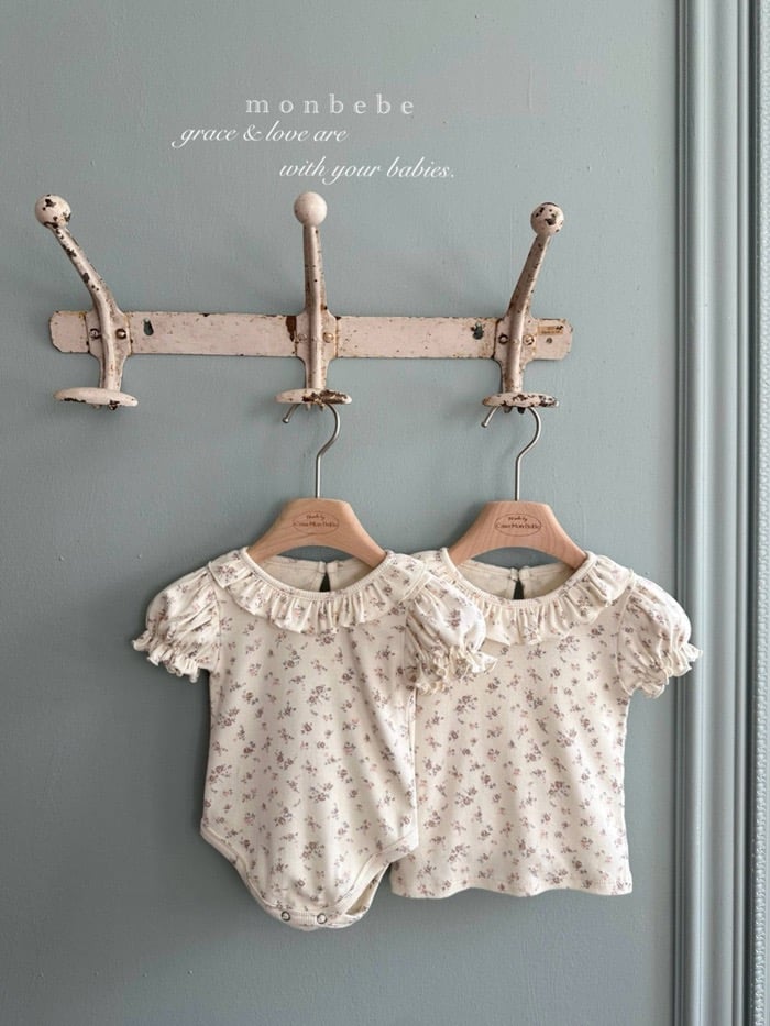 花花捲邊澎袖包屁衣/上衣