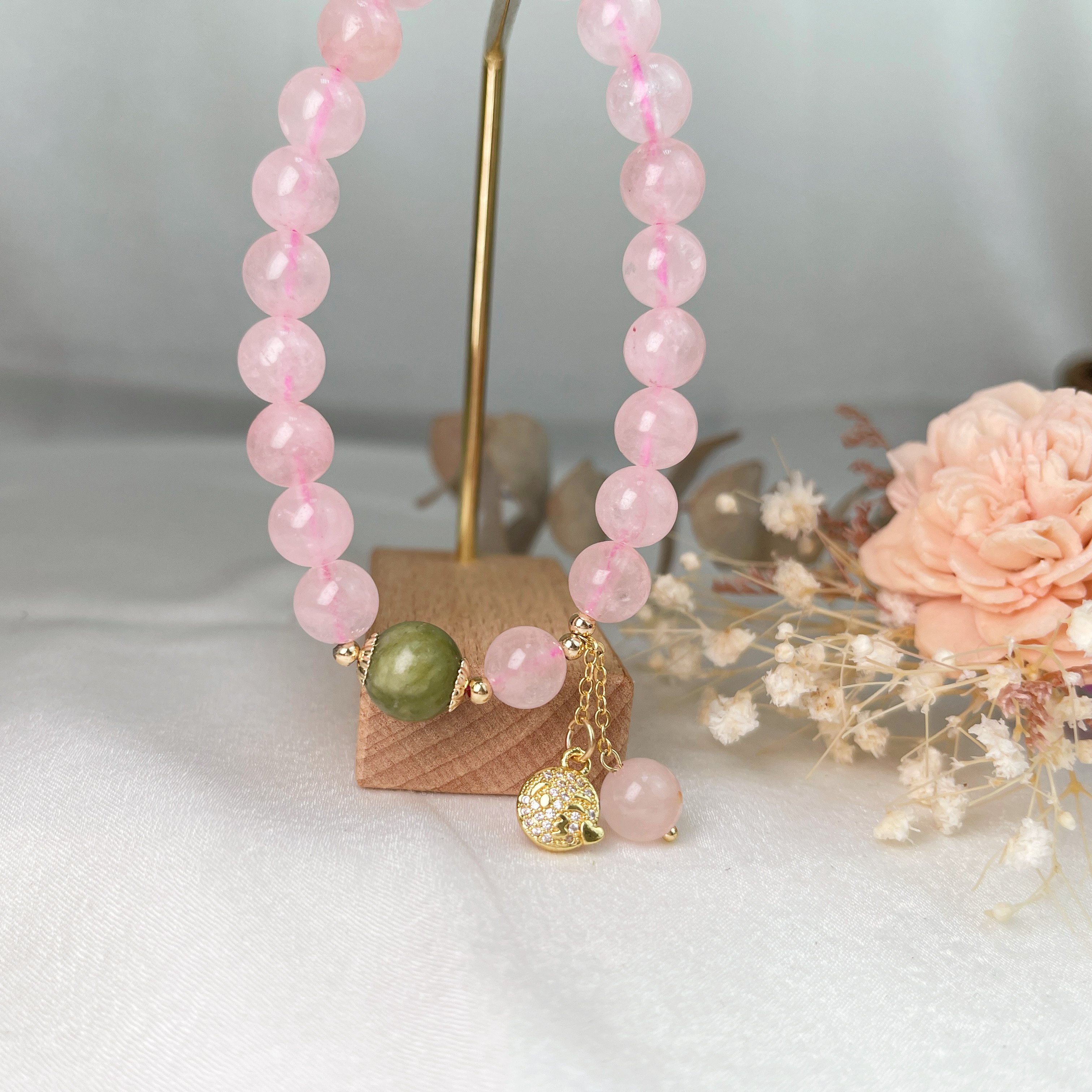設計款-啾咪碧玉粉晶手鍊