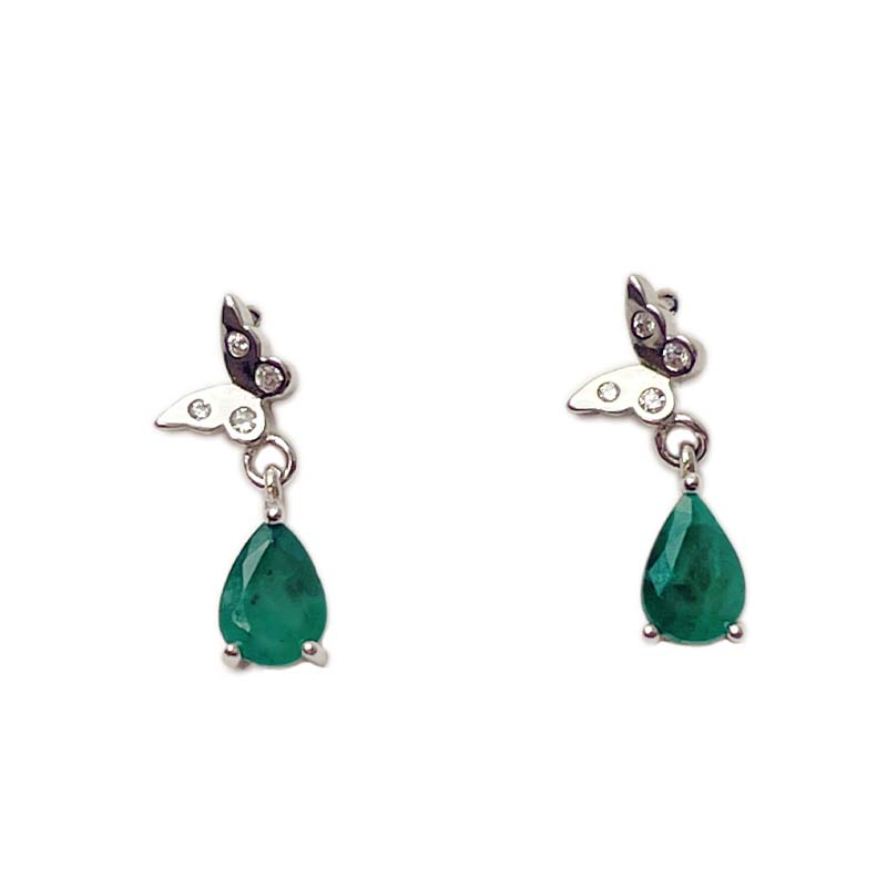 蝴蝶祖母綠耳環