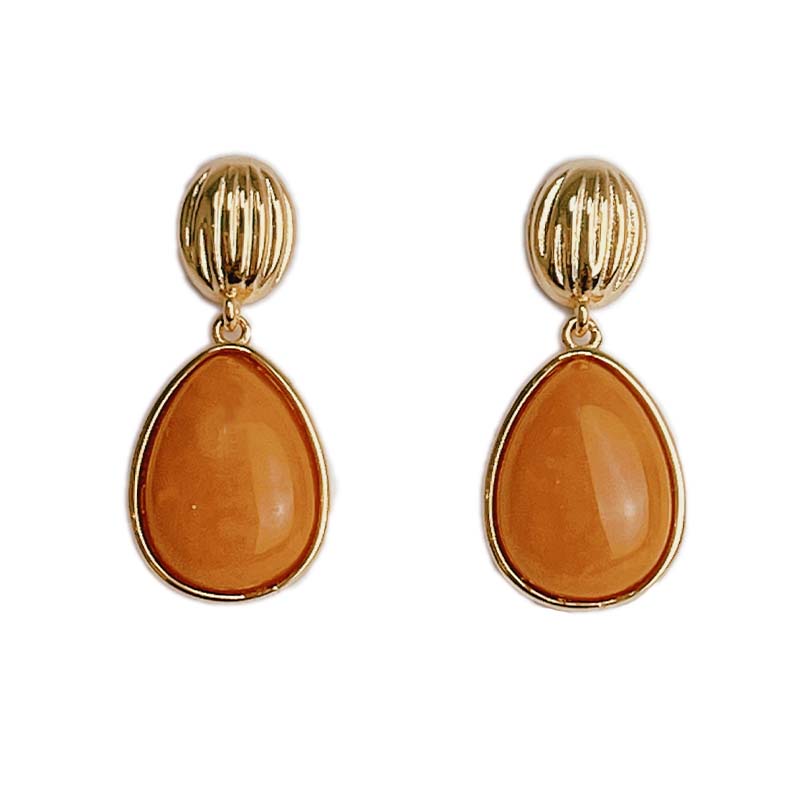 辟邪去災/招財納福-《韓風設計黃蜜蠟包鑲耳環》