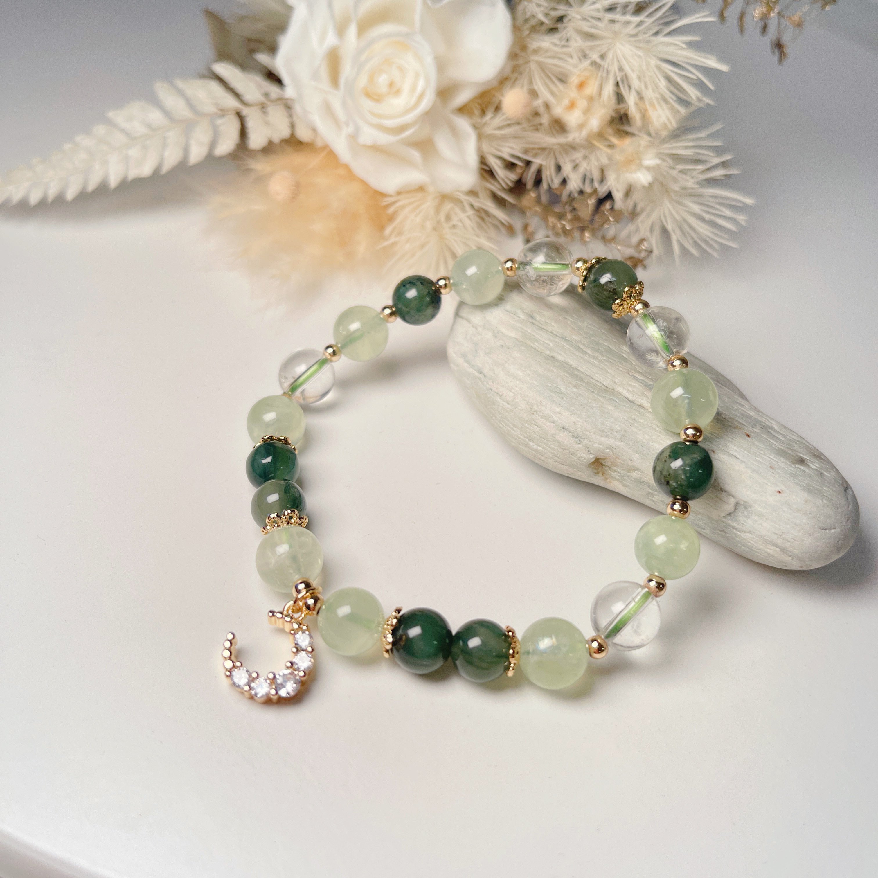 健康/財富/拓展-《綠色奇蹟·葡萄石綠髮晶手鍊》