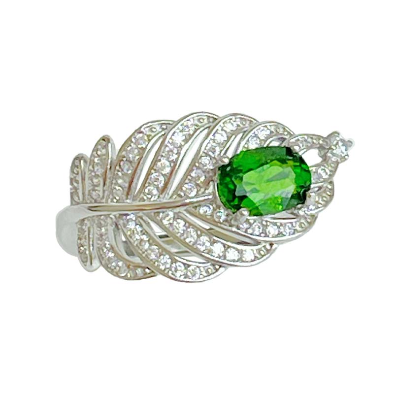 綠透輝石葉子戒指