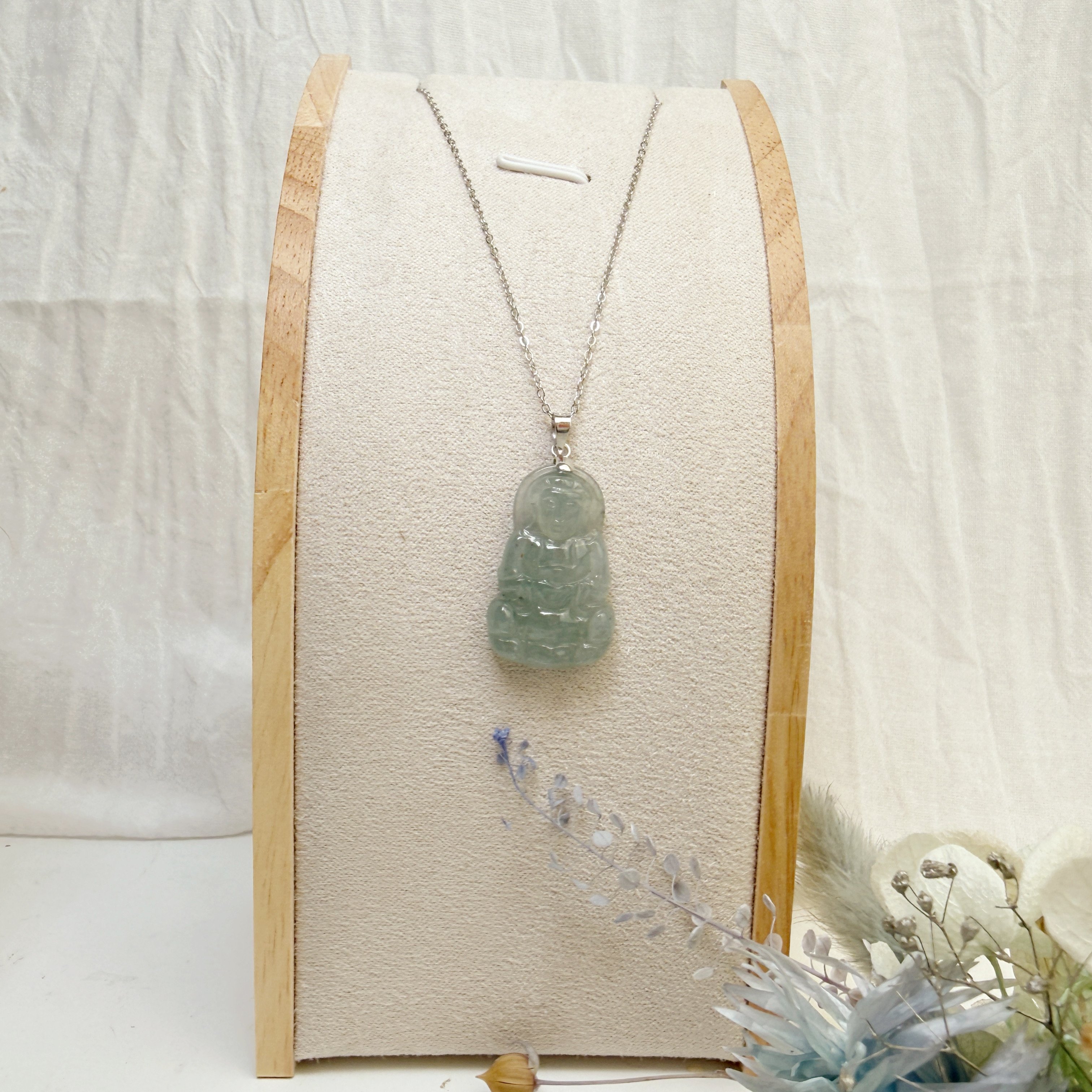 平安/吉祥/靜心-《冰種翡翠觀音項鍊》