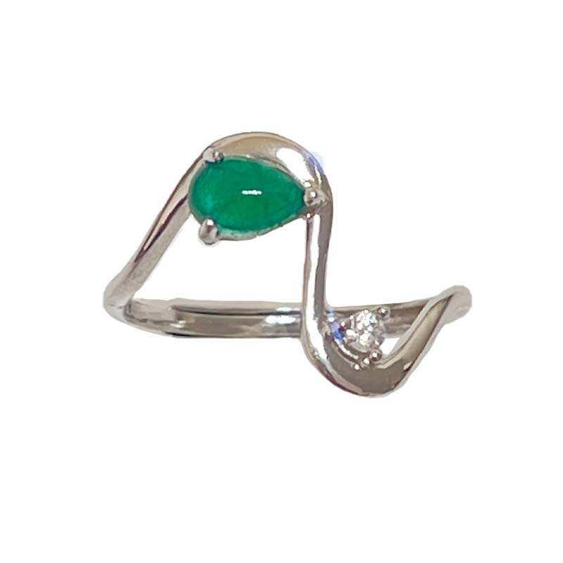 時尚水滴祖母綠戒指