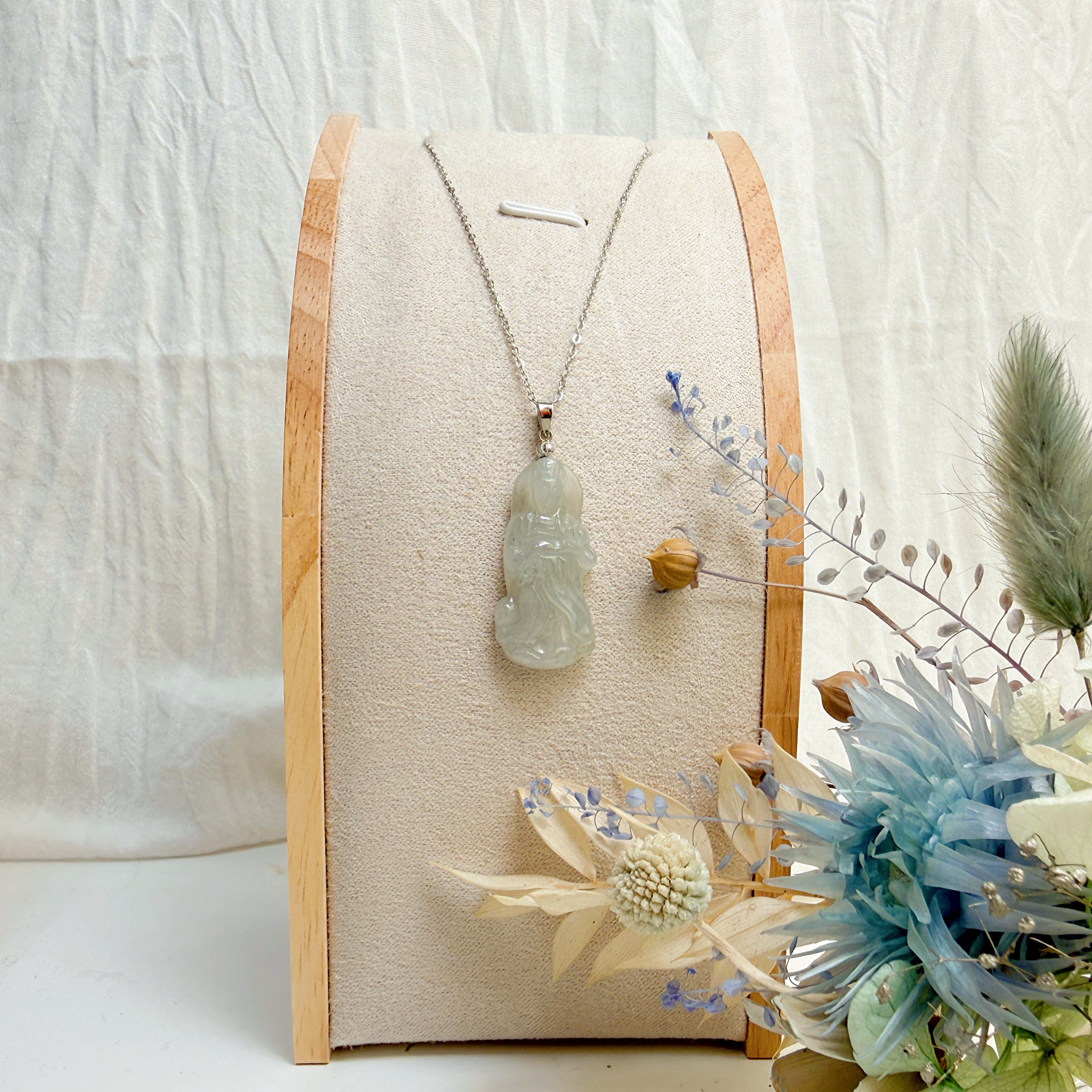 平安/吉祥/靜心-《冰種翡翠媽祖項鍊》