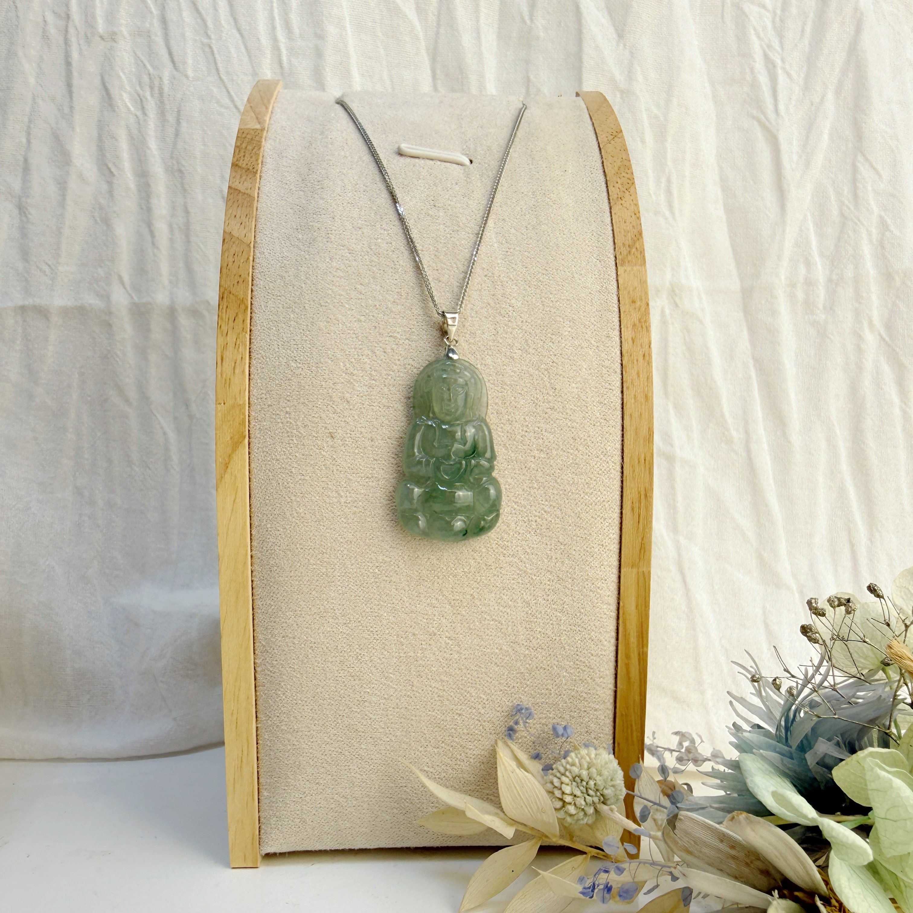 平安/吉祥/靜心-《冰種飄花觀音項鍊》