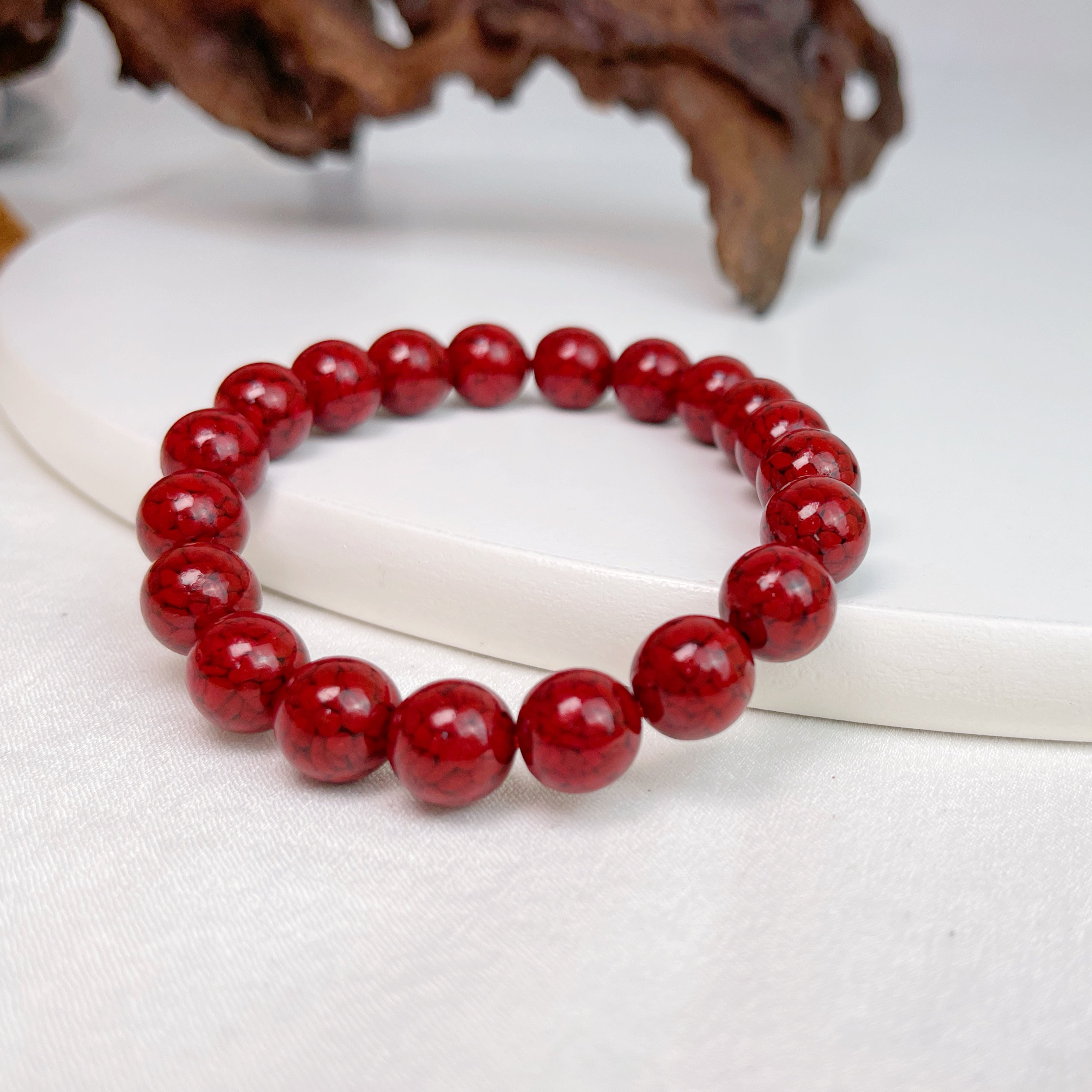 招財&擋煞-《10mm整圈礦體硃砂手鍊》
