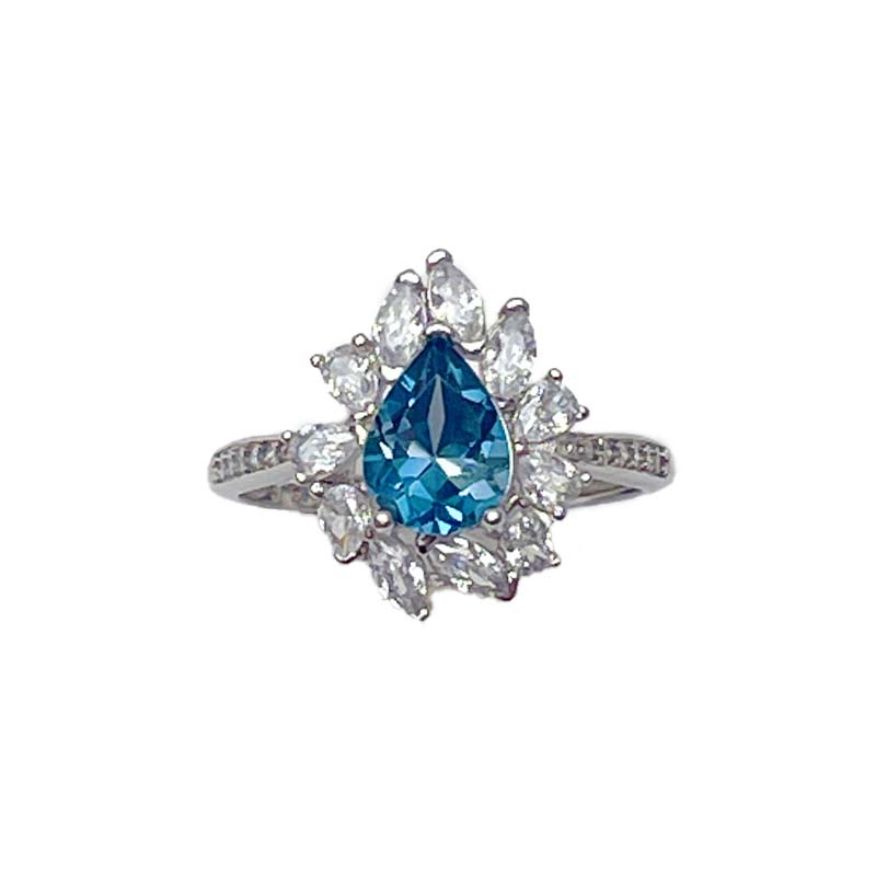 豪鑲水滴拓帕石戒指