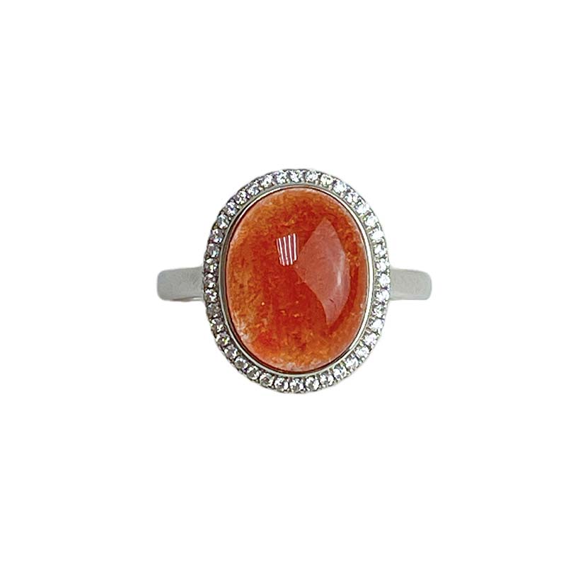 正能量/氣場強大/招財-《滿鑽星光閃金太陽蛋面戒指》