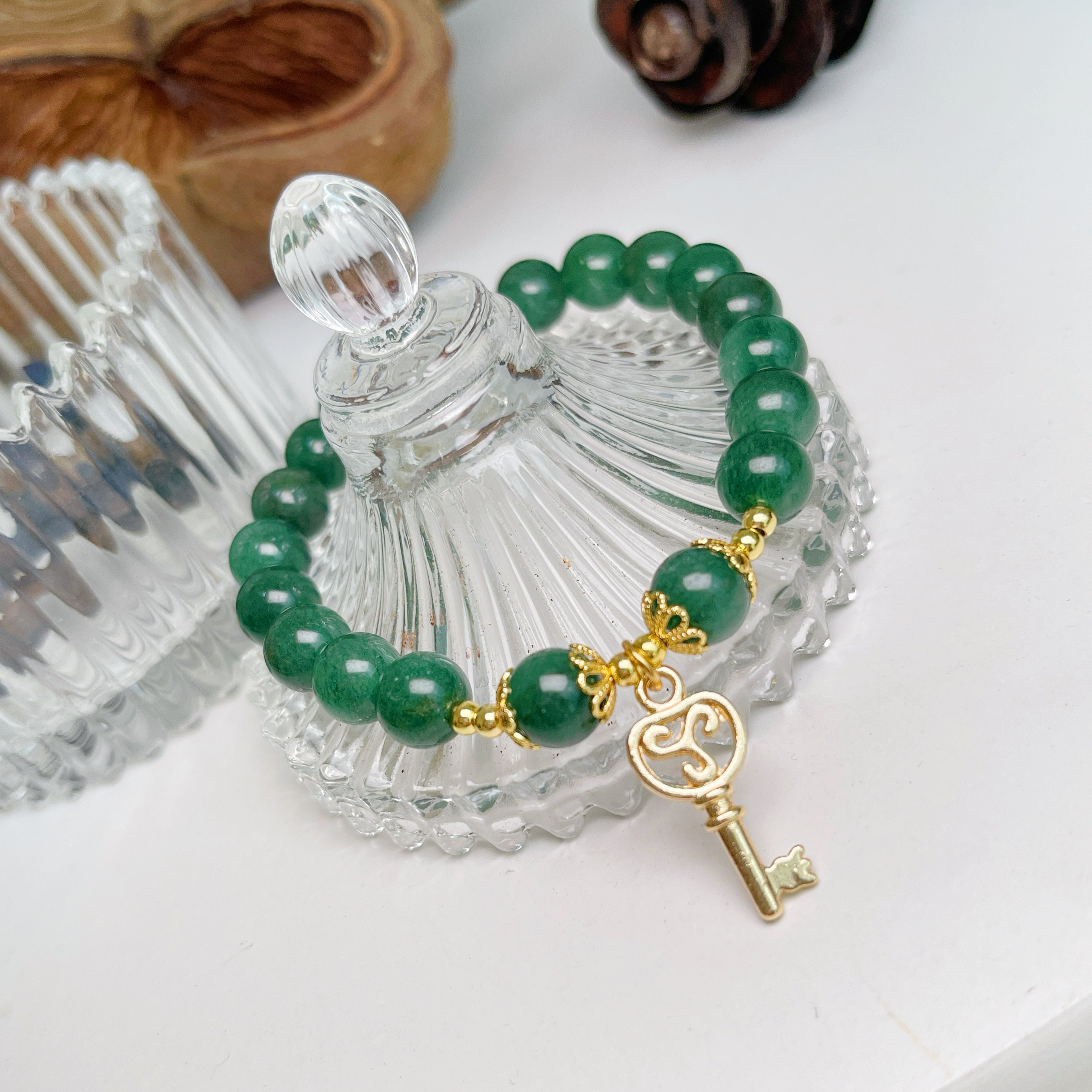 設計款-翡翠色東菱玉財富之鑰手鍊