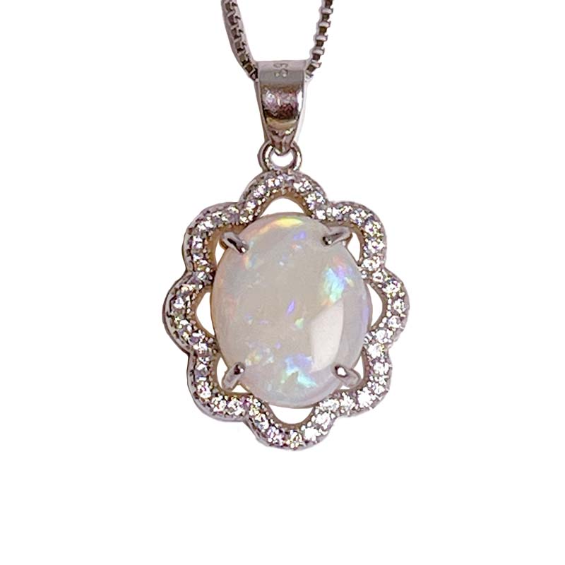 多色遊彩/天然蛋白石-《高遊彩白歐泊項鍊》