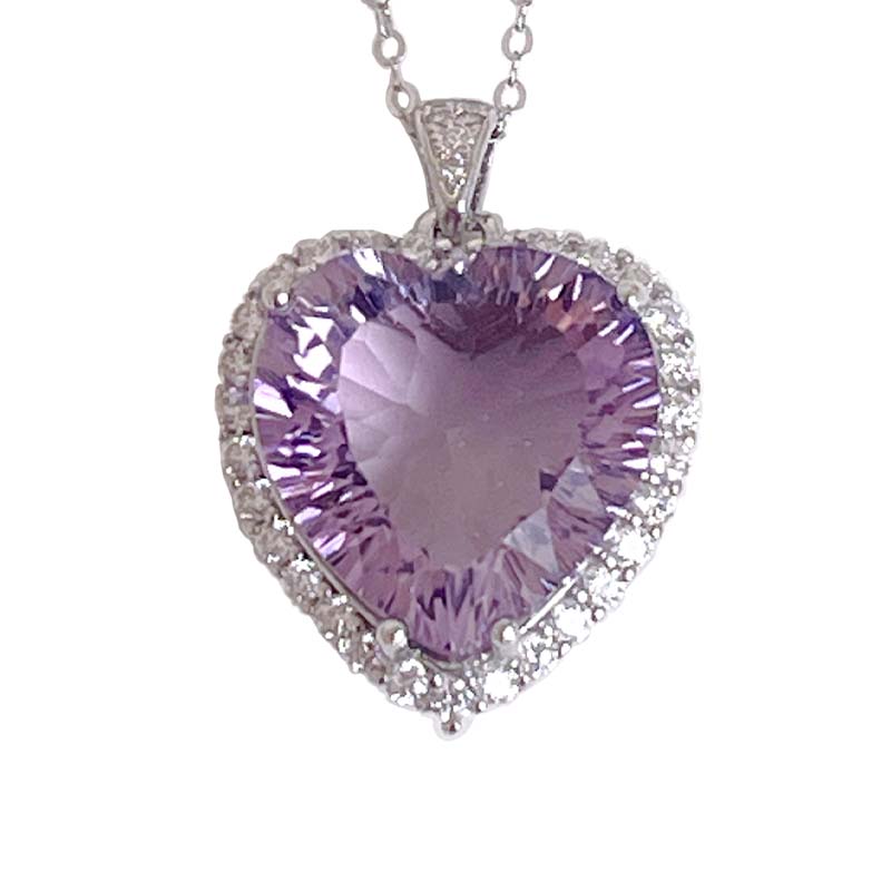 單鑽圈愛心紫水晶項鍊