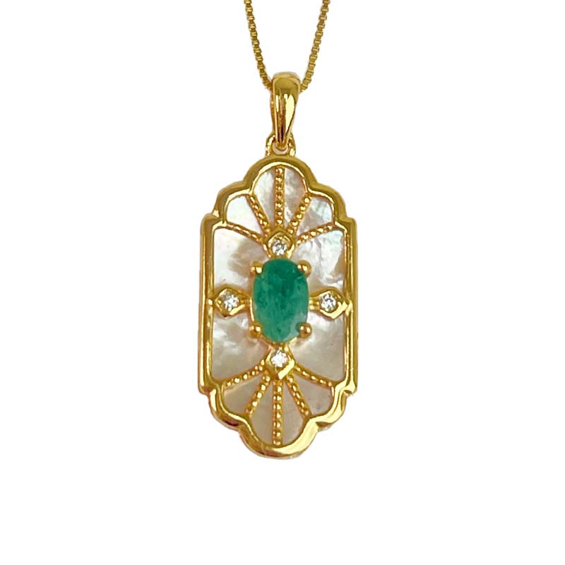 主流寶石/珠寶投資-《幻彩貝母祖母綠項鍊》