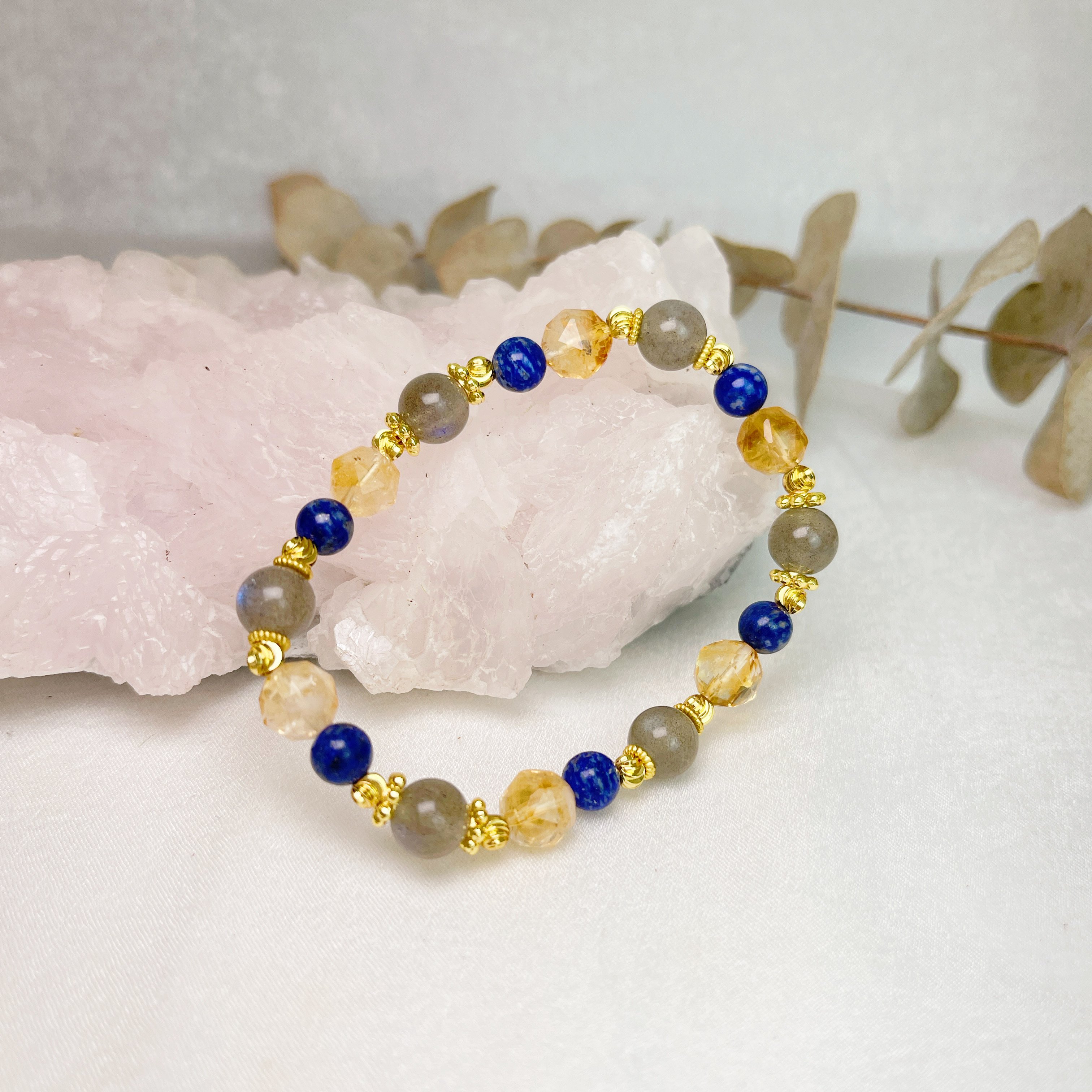 黃水晶·青金·拉長能量手鍊