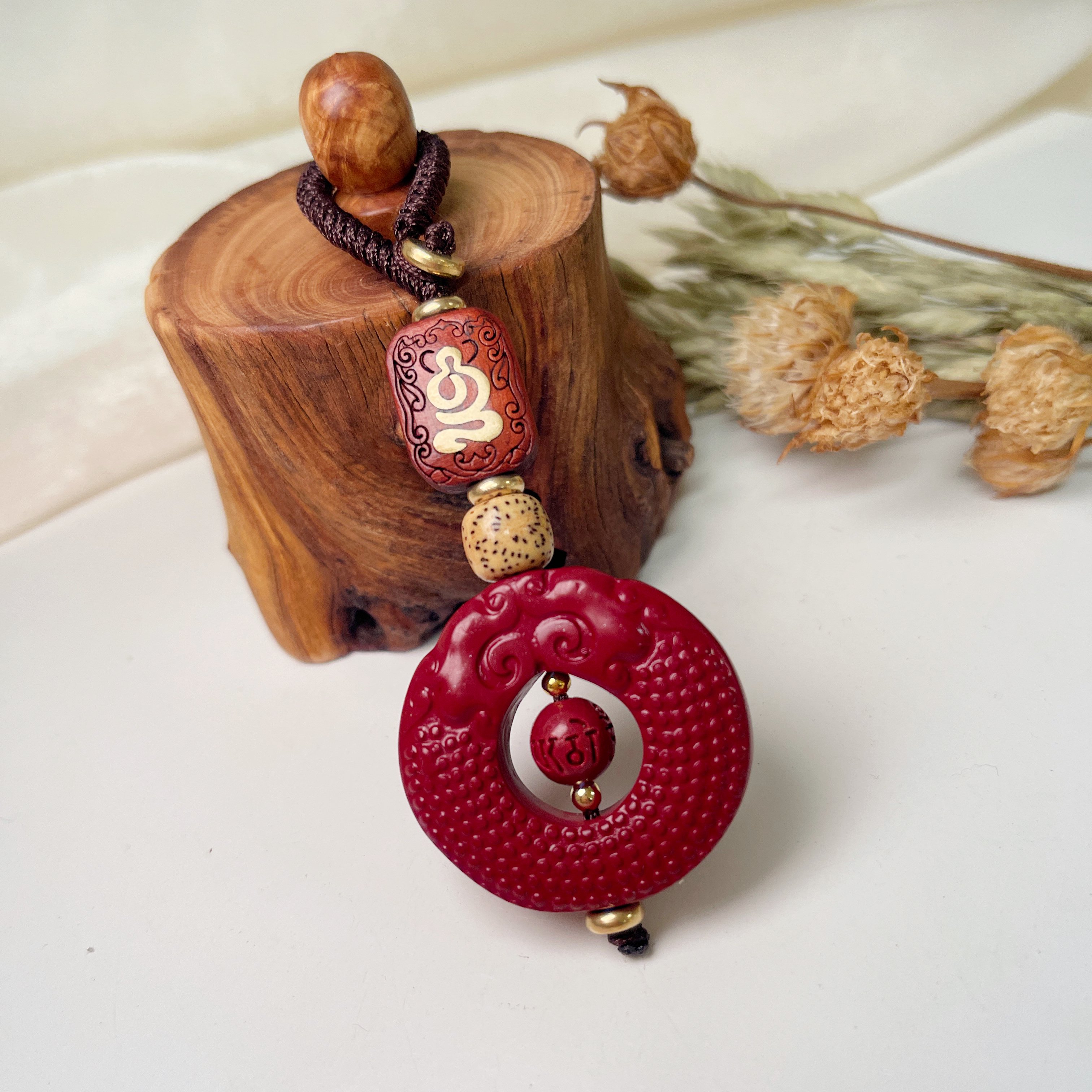 高純度/霸氣雕工-《雙龍招財紫硃砂吊飾》