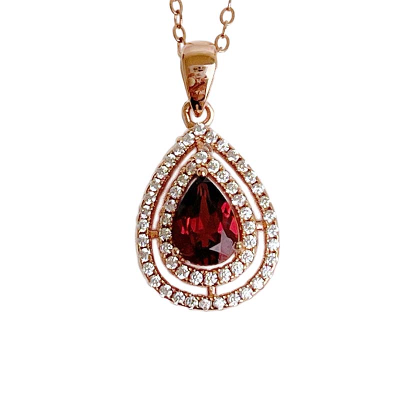 水滴紅石榴項鍊