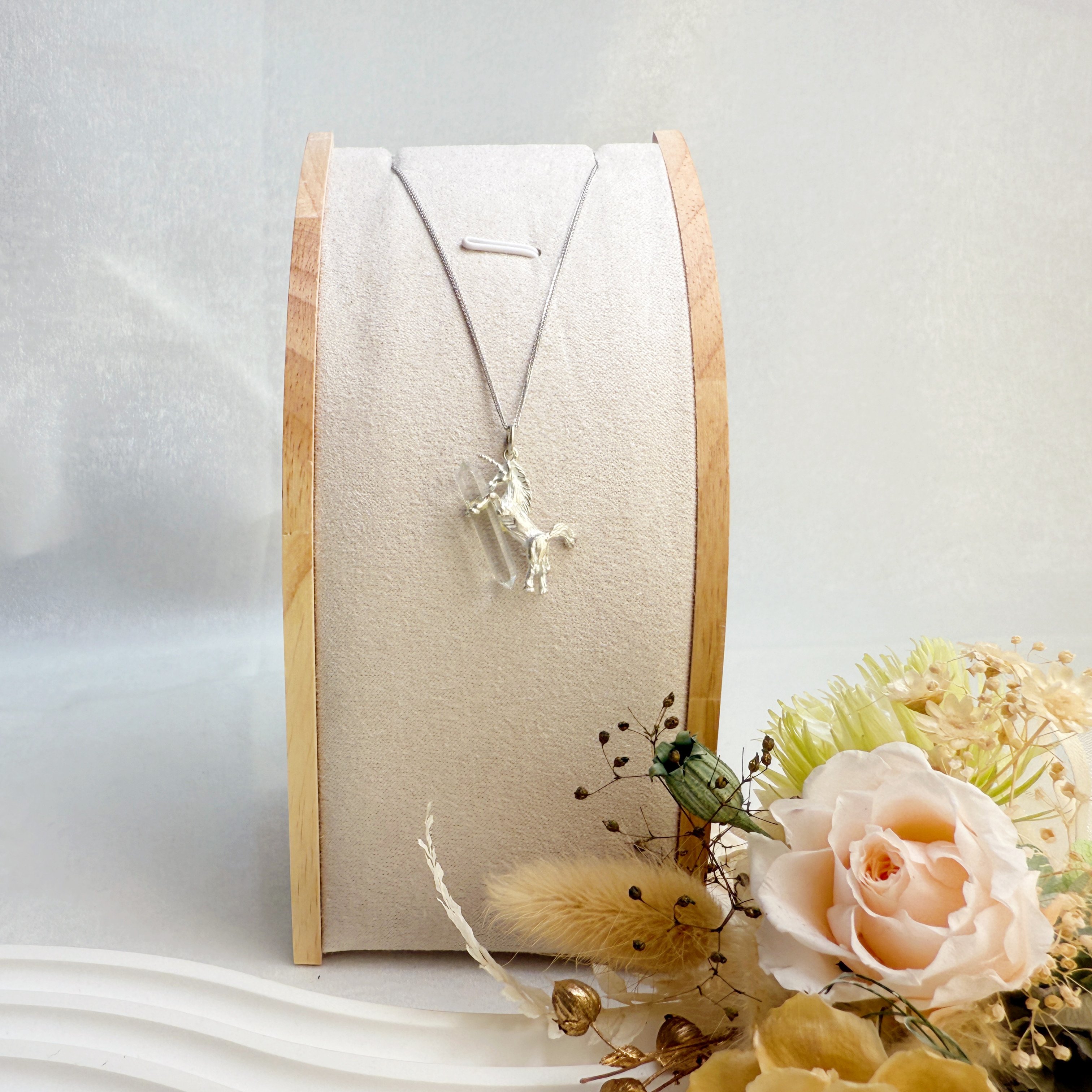 頂級白水晶/雙尖靈擺-《雙尖激光柱獨角獸項鍊》