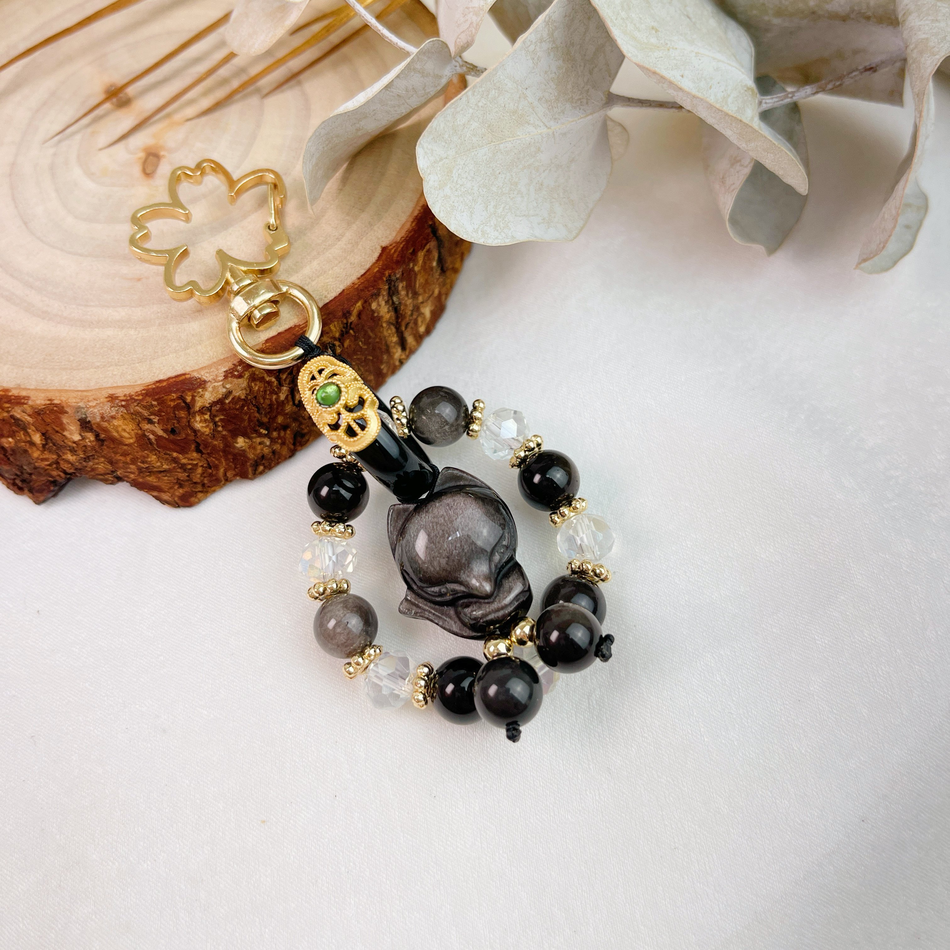 鎮煞/避邪/防小人-《瑪瑙圈銀曜狐貍吊飾》