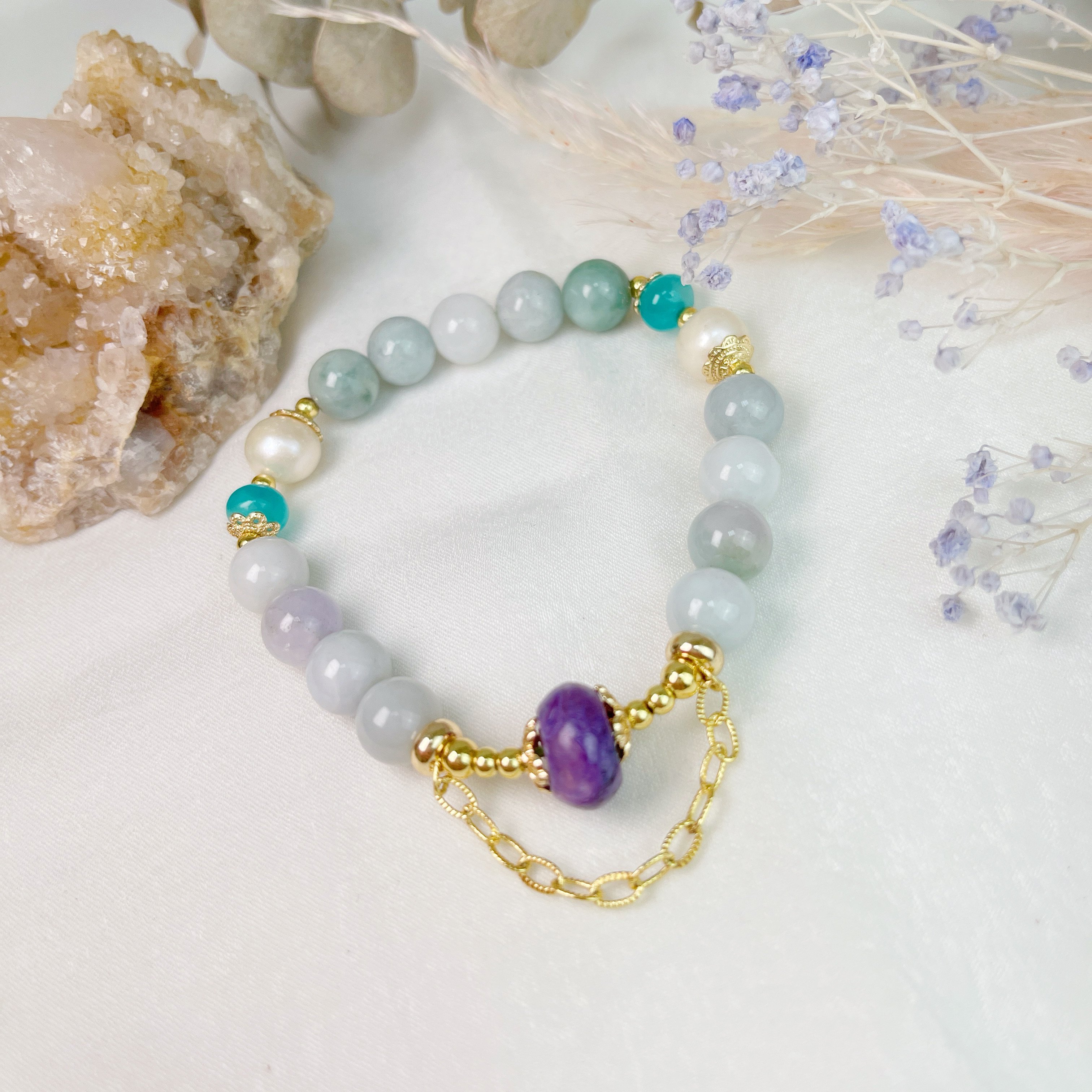 智慧貴人/吉祥平安-《紫龍晶緬甸玉珠手鍊》