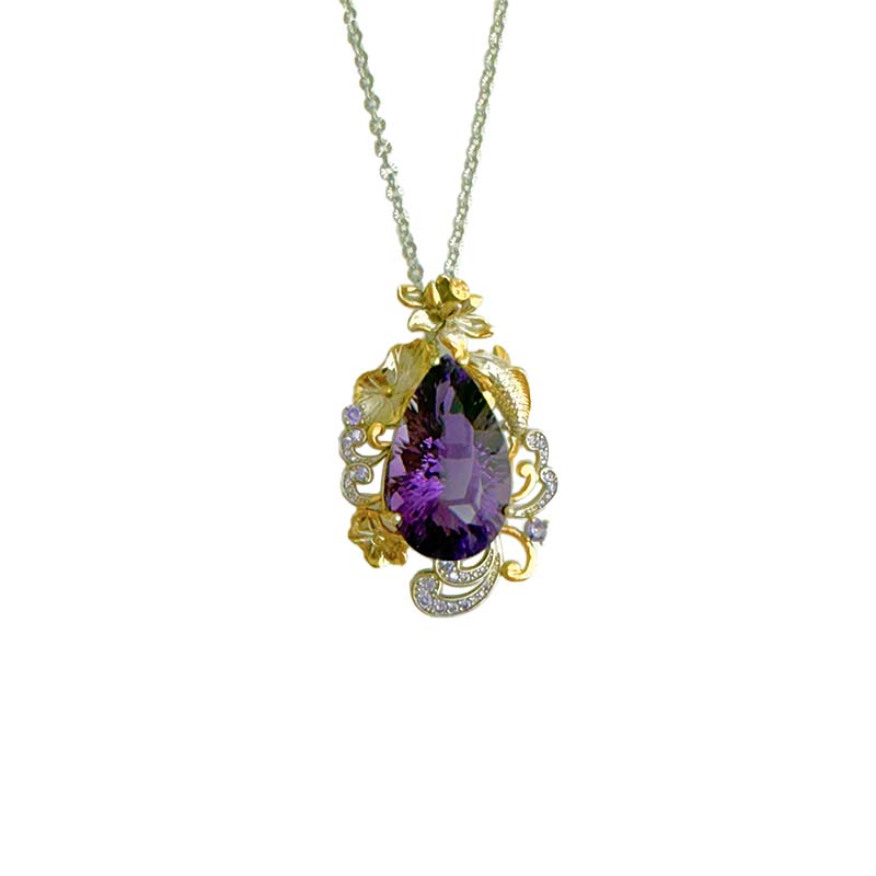 手工打造/珠寶級-《水滴千禧切紫水晶項鍊》