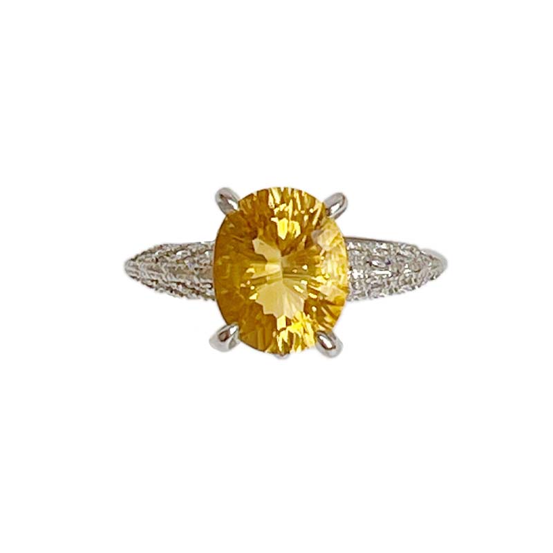 致富黃光/招財能量-《千禧切橢圓黃水晶珠寶戒指》