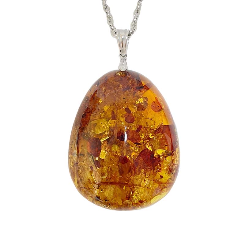 避邪擋煞/招財納福-《滿肉滿料黃金花珀琥珀項鍊》