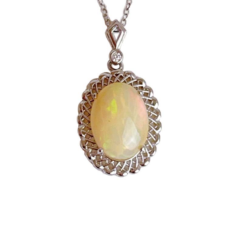 多色遊彩/天然蛋白石-《高遊彩火彩蛋白石項鍊》