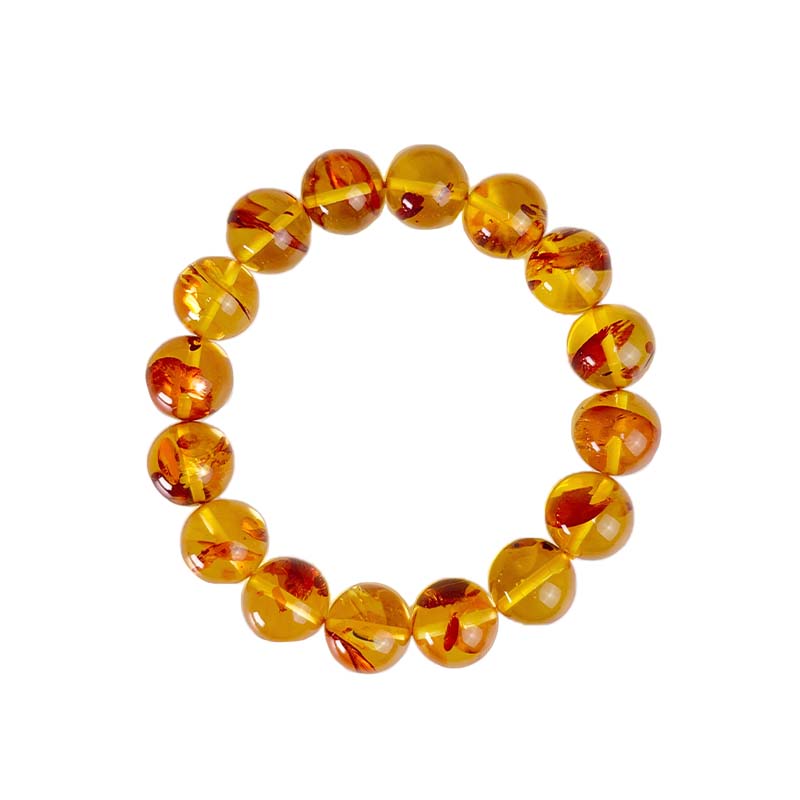收藏級/天然琥珀-《13mm黃金花珀/琥珀手珠》